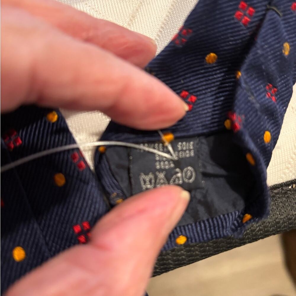 Burberry BLACK LABEL Silk Tie Blue Red Gold - Picture 5 of 5